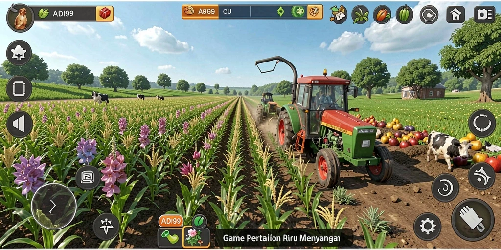 Screenshot gameplay ADI99 menampilkan aktivitas pertanian yang seru dan interaktif.