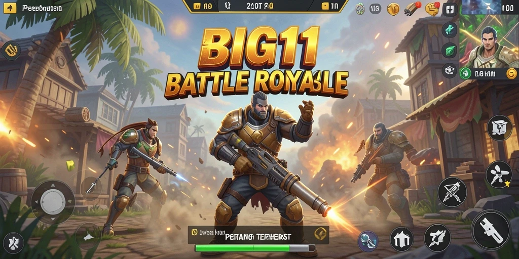 Screenshot yang menunjukkan gameplay Battle Royale yang intens dan mendebarkan.