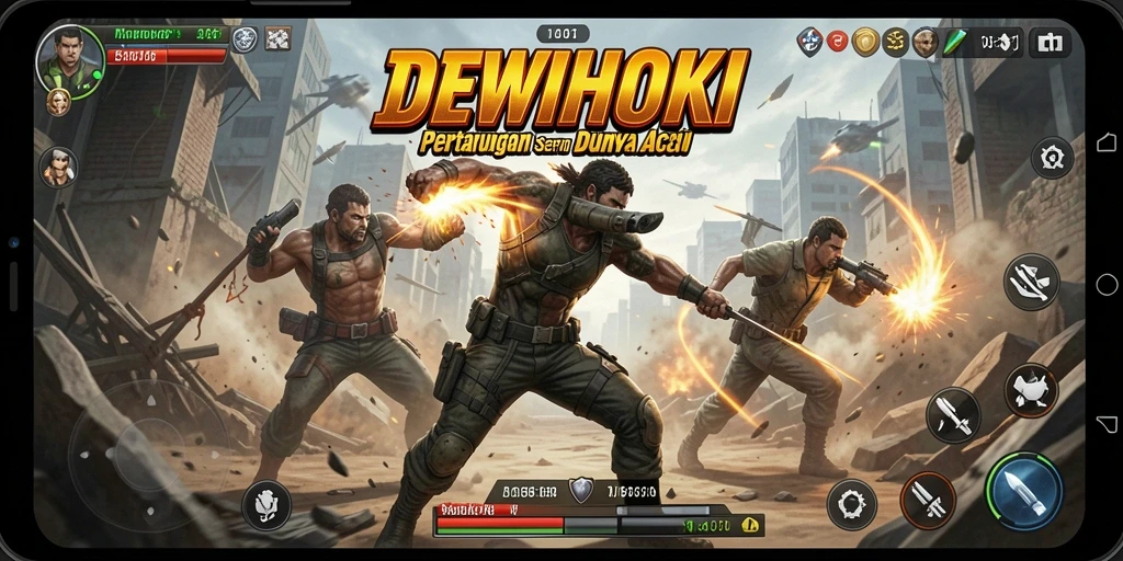 Tampilan seru gameplay DEWIHOKI dalam pertempuran action.