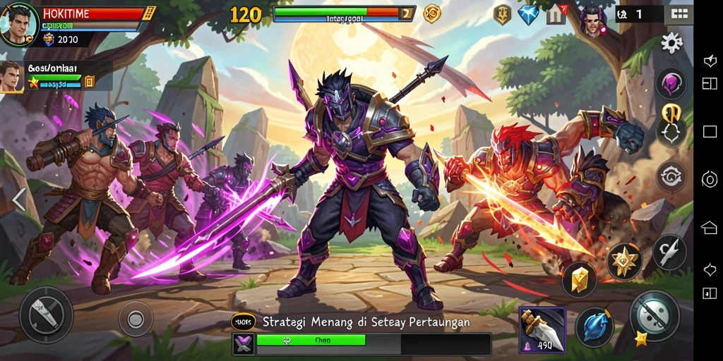 Tangkapan layar gameplay <strong>HOKITIME</strong> menunjukkan taktik menarik dalam pertempuran.