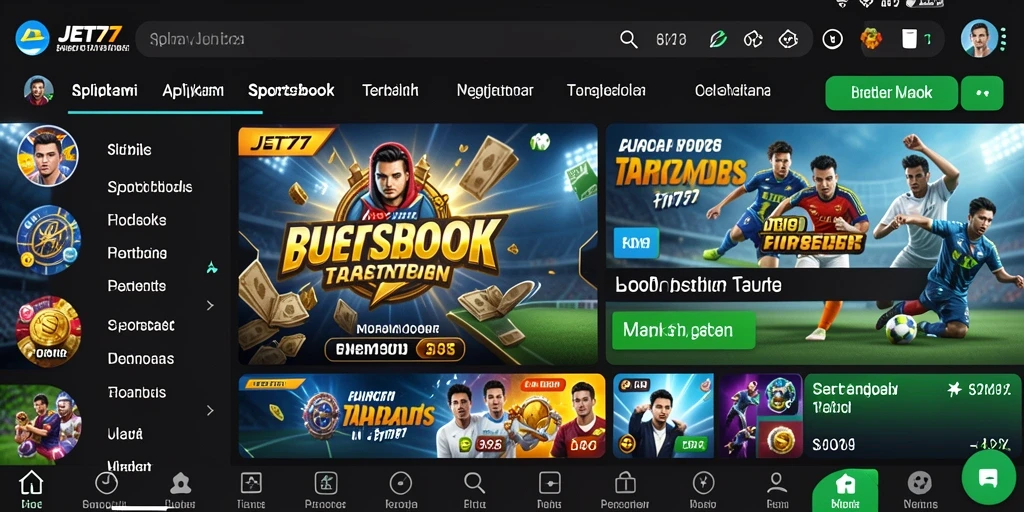 Tampilan gameplay JET77 dengan berbagai pilihan taruhan olahraga.