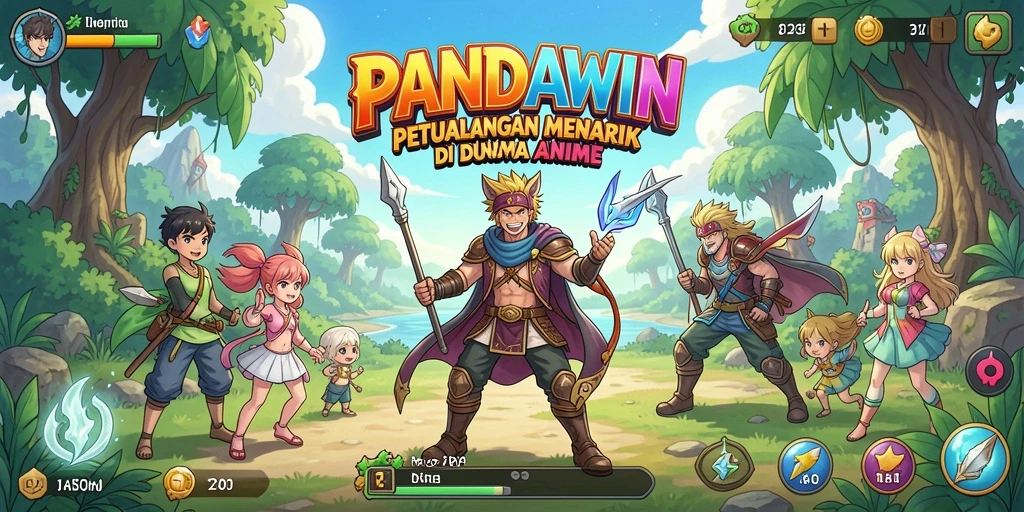 Tampilan gameplay seru di dunia Anime yang penuh warna.