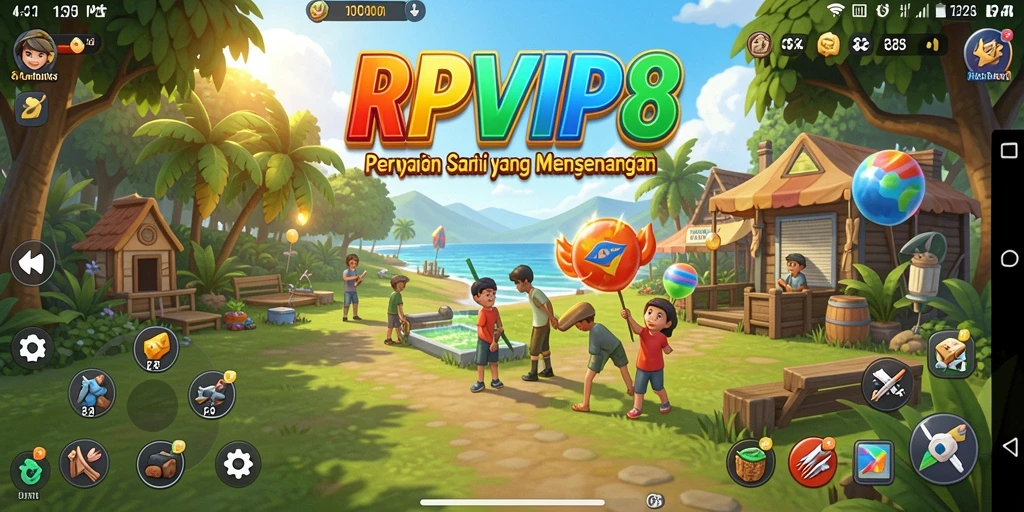 Screenshot gameplay RPVIP8 yang penuh warna dan seru.