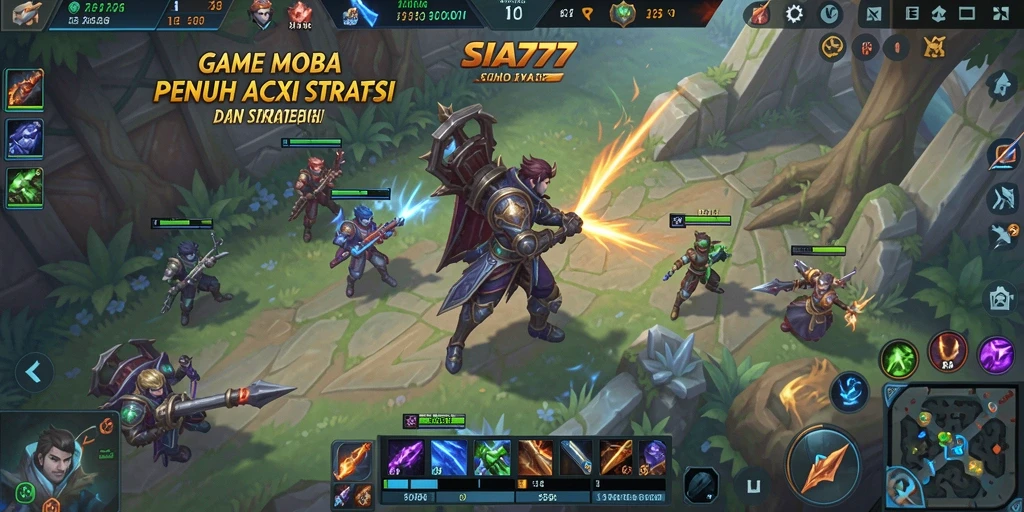 Tampilan seru pertempuran dalam game MOBA SIA777.