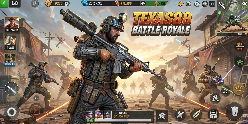 Tampilkan momen seru dalam pertempuran Battle Royale TEXAS88.