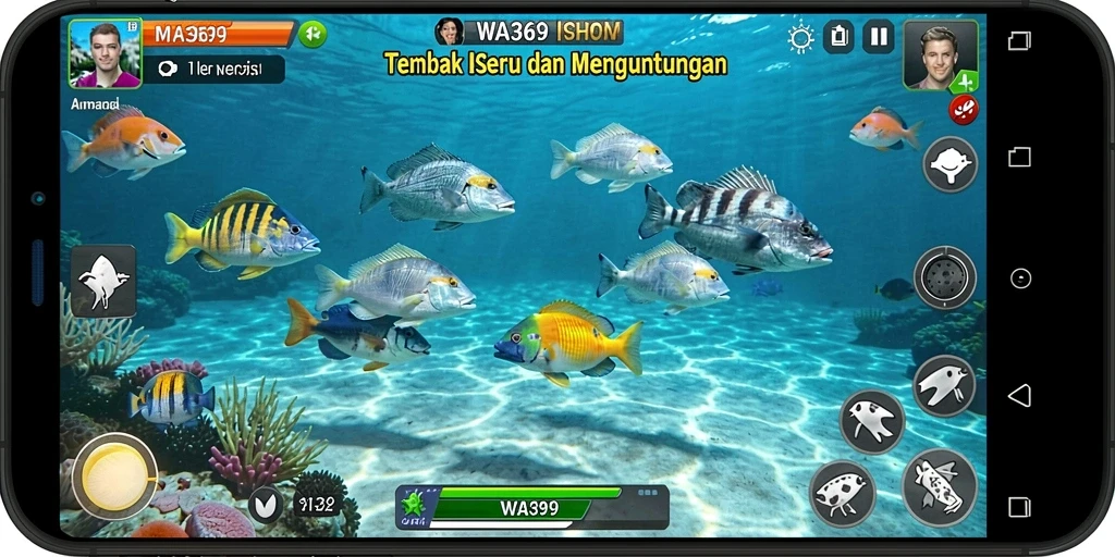Screenshot gameplay WA369 dengan aksi menembak ikan yang seru.